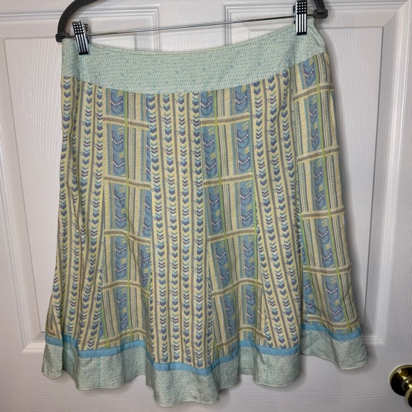 Sigrid Olsen Blue and Cream A-Line Knee-Length Skirt Linen Blend Size 8 GUC - Picture 4 of 6